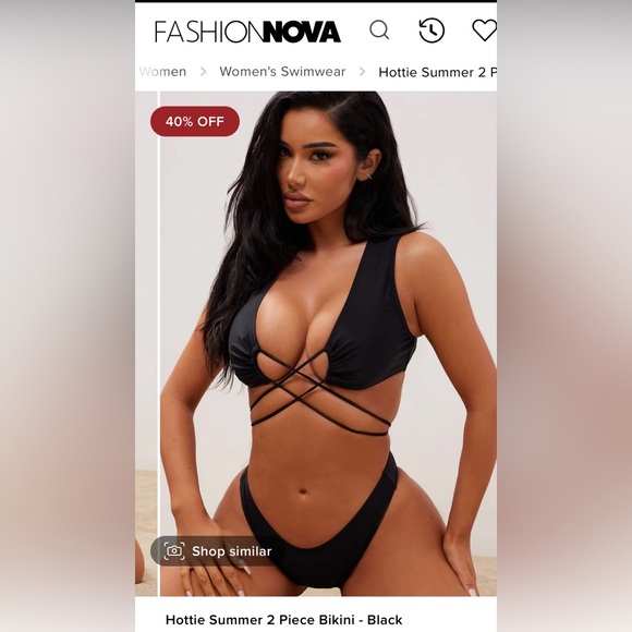 Fashion Nova-Hottie Summer 2 piece bikini in black. New never worn - Picture 2 of 3